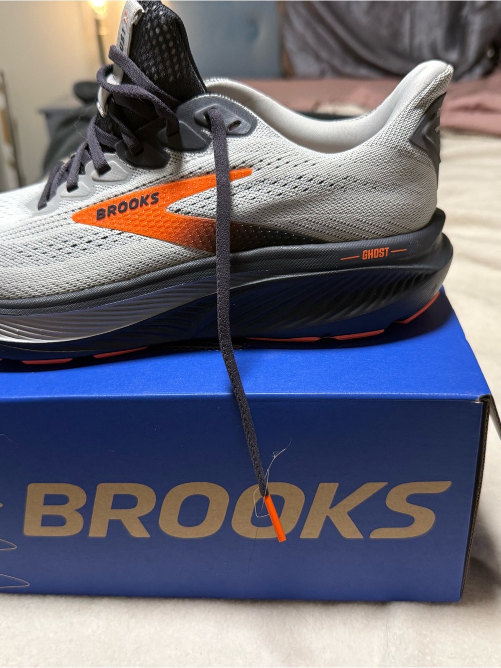 Brooks Ghost Men's Running Shoes - Light Gray and Orange